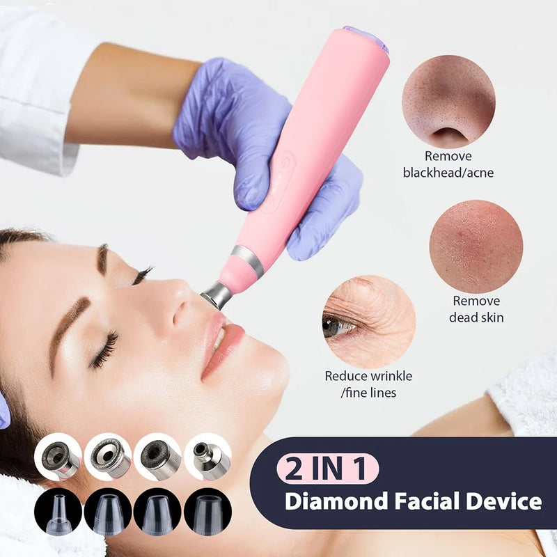 Máquina portátil de microdermoabrasão de diamante, dispositivo de peeling facial, esfoliação a vácuo, removedor de cravos com 4 pontas de peeling de diamante
