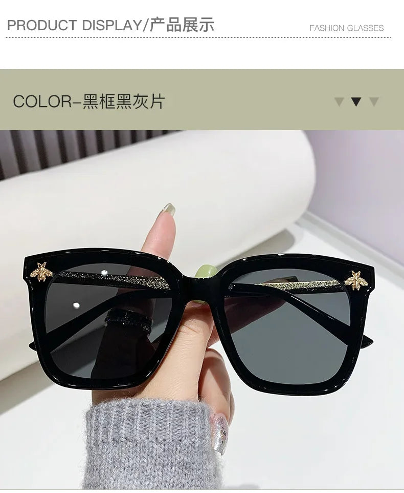 2024 New Small Square Sunglasses Women Men Luxury Brand Bee Sun Glasses Ladies Special Eyewear UV400 Girls Oculos De Sol Gafas