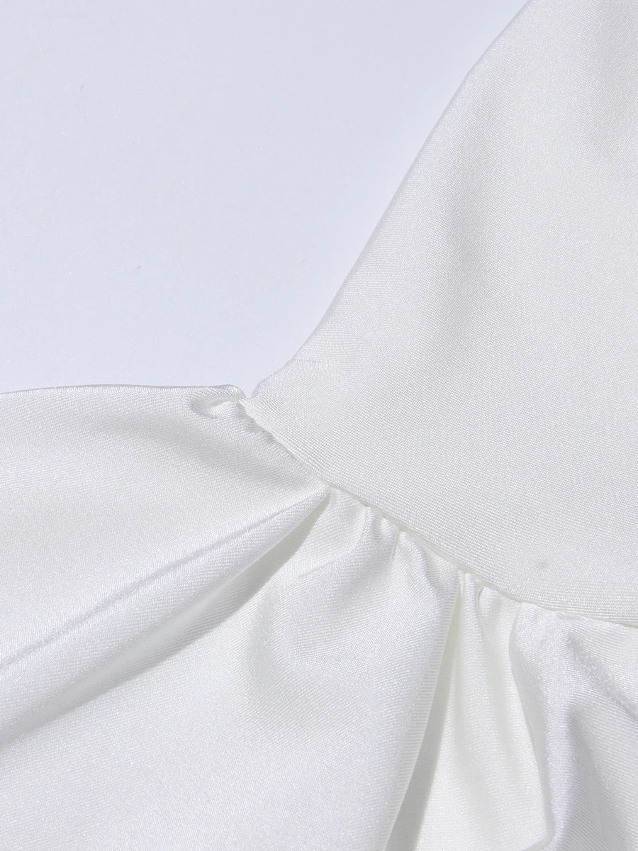 Solid Spliced Appliques Dresses For Women Turtleneck Long Sleeve High Waist Hollow Out Temperament Dress Female New
