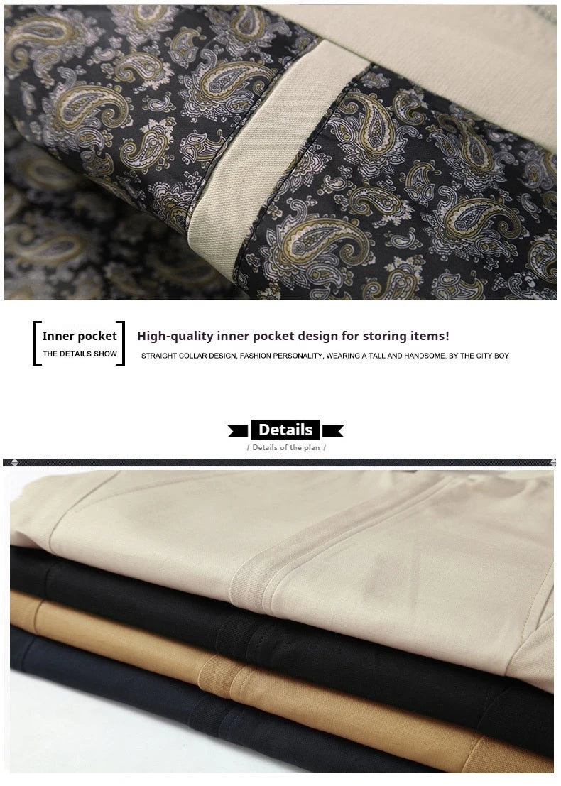 New Spring Standing Collar Washed Jacket for Men Clothing Coats Slimming Cotton Drape