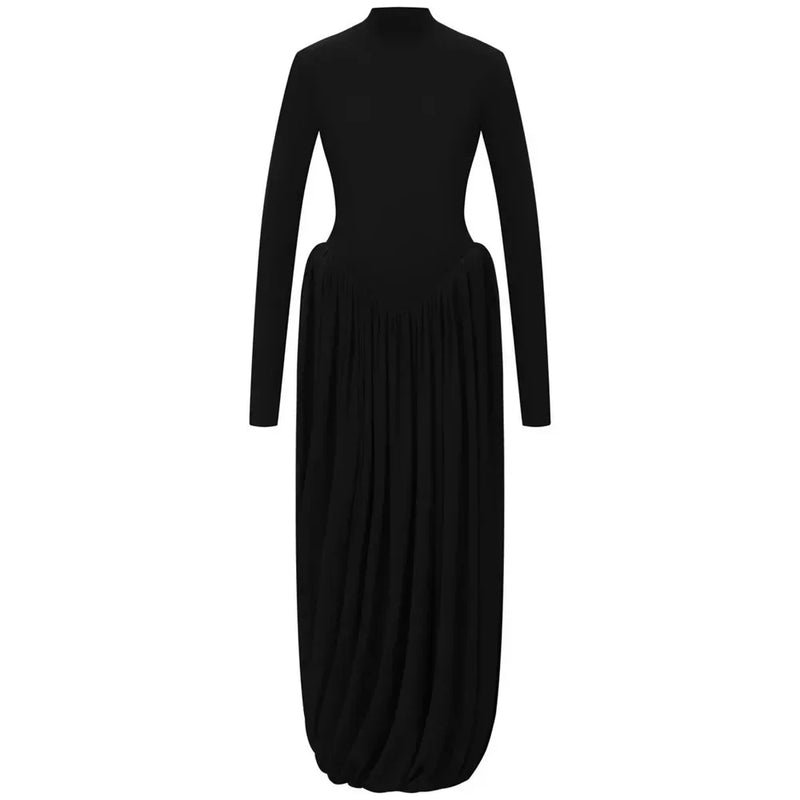 Tuularose Red Hollow Dress Women High Waist Sexy Backless Long Sleeve Gathered Dress Summer Patchwork Retro Party Evening Dress
