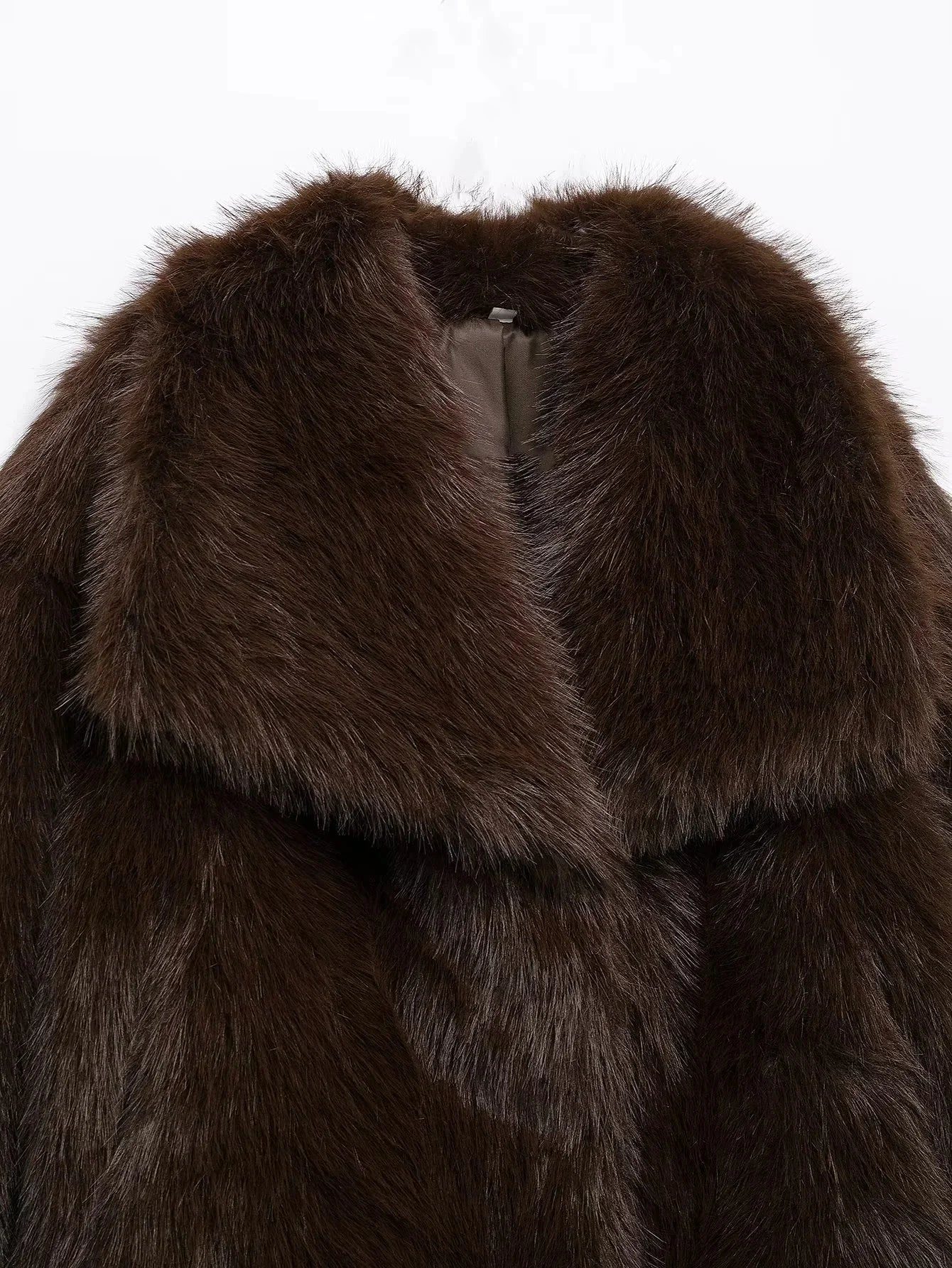 KONDALA 2026 Spring Summer Casual Faux Fur Brown Women Warm Jackets Valentine‘s Day Turn Down Collar Oversized Elegant Coats