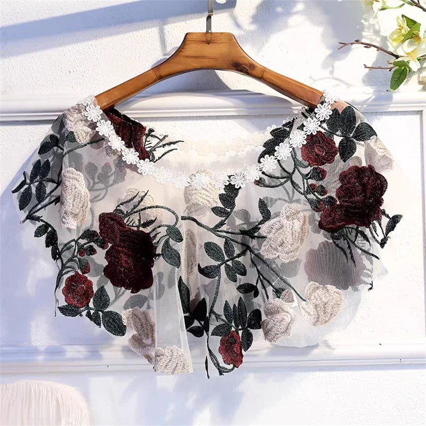 Capas elegantes femininas bordadas xale, capa solta, renda, bolero, acessórios, casacos, blusas de festa para meninas, pulôveres WZ2389