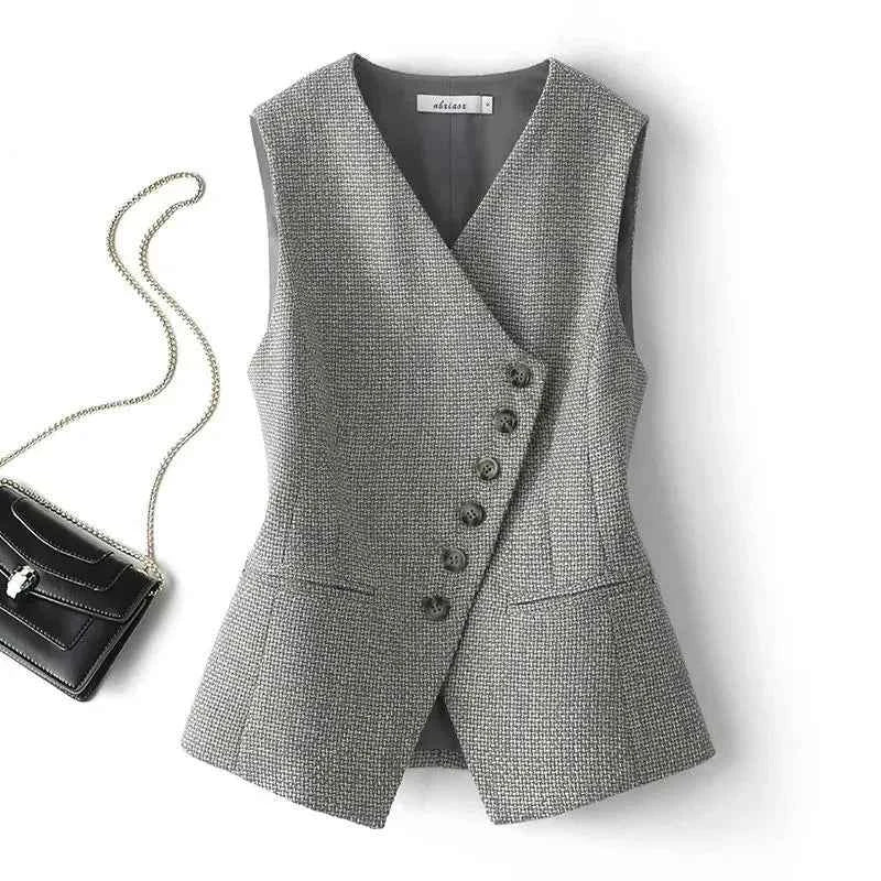 New Women's Suit Vest Coat 2024 Spring Autumn Comfortable Sleeveless Ladies Blazer Vest Versatile Lady Blazer Waistcoat Jacket