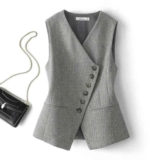 New Women's Suit Vest Coat 2024 Spring Autumn Comfortable Sleeveless Ladies Blazer Vest Versatile Lady Blazer Waistcoat Jacket