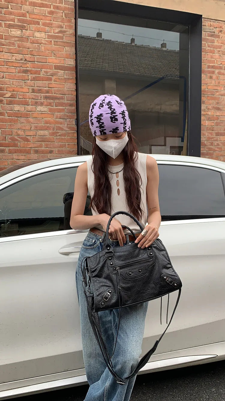 City Motorcycle Shoulder Bag Tote Bag for Women Luxury Designer 2026 Autumn and Winter handbag crossbody Large Capacity