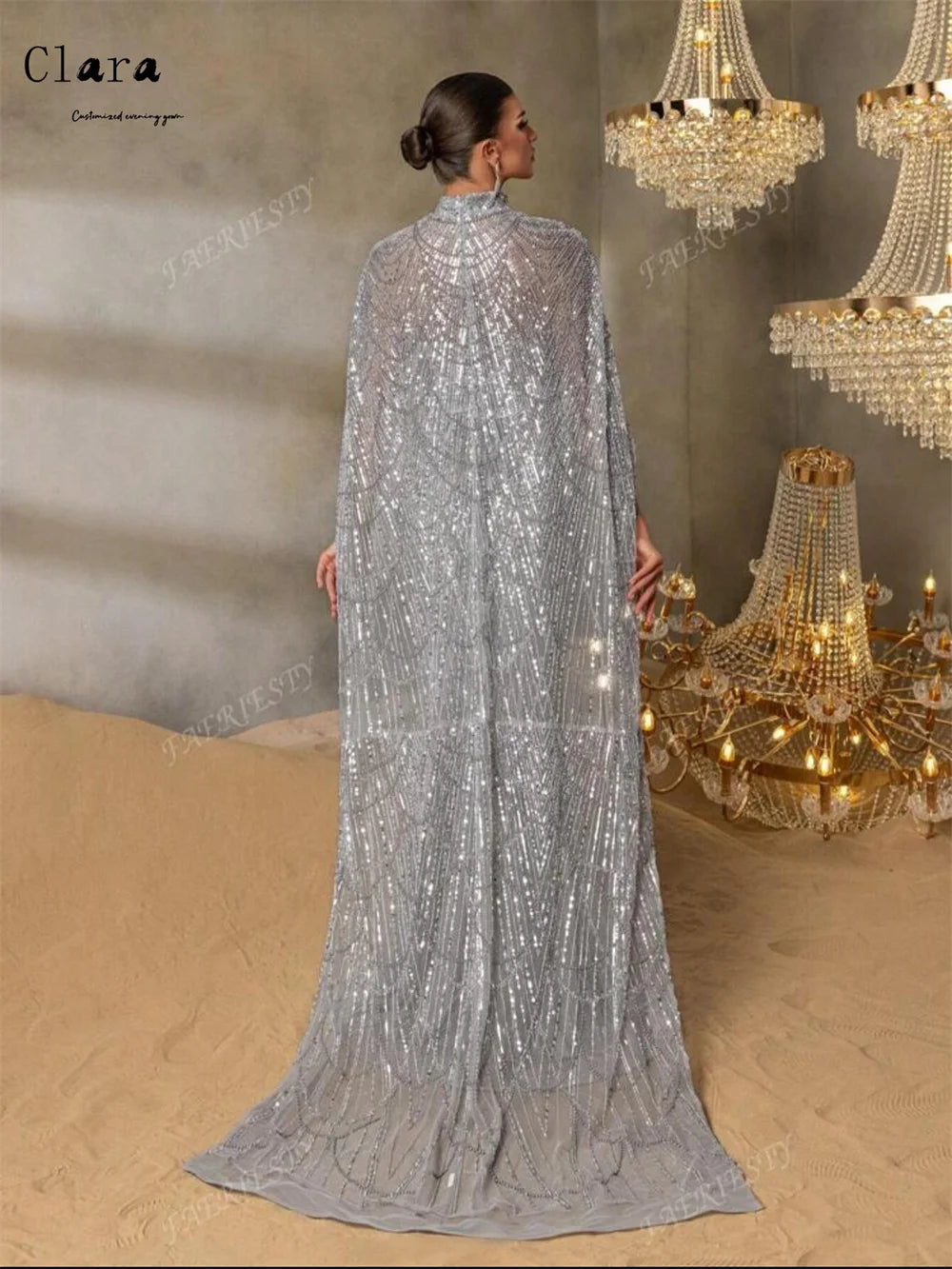 Clara Custom Crew Neck Beaded Fishtail Sleeveless Elegant Evening Dresses for Woman Luxury Women's Elegant Party Dress 2025 Prom