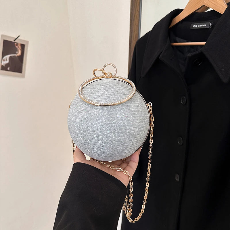 Circular Ring Portable Evening Bags Metal Round Ball Handbags For Lipstick Elegant Luxury Clutch Purse Wedding Wallets