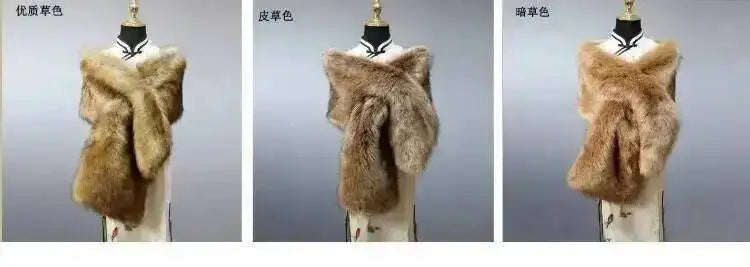 32 Colors 165*30cm Women Luxury Warm Faux Fox Fur Shawl Winter Ladies Plush Scarf Wraps Cloak Coat Wedding Long Cape Scarves