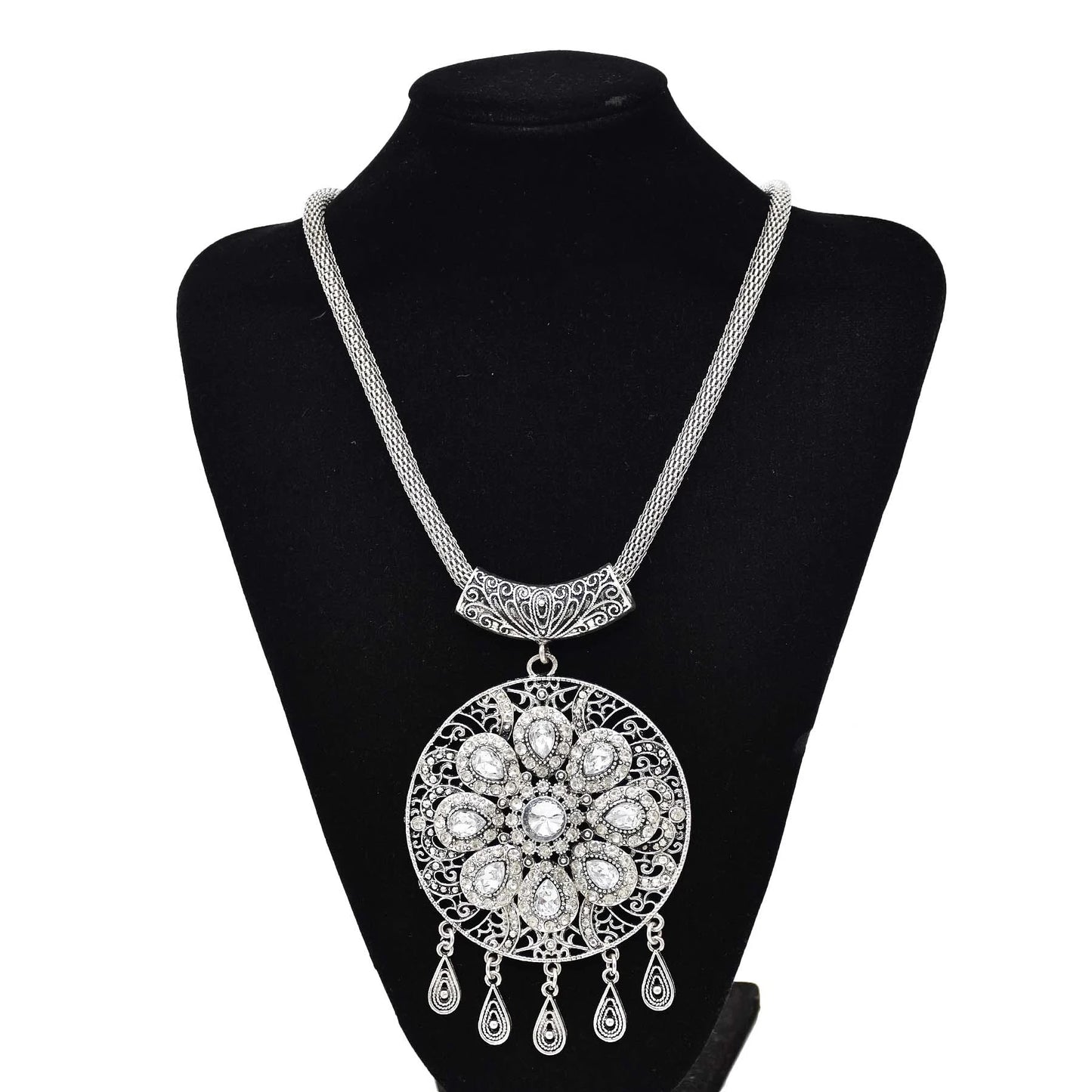 Gypsy Boehmian Hippie Collar Necklaces for Women Big Chunky Tibetan Silver Metal Necklace Festival Turkish Party Jewelry Gift