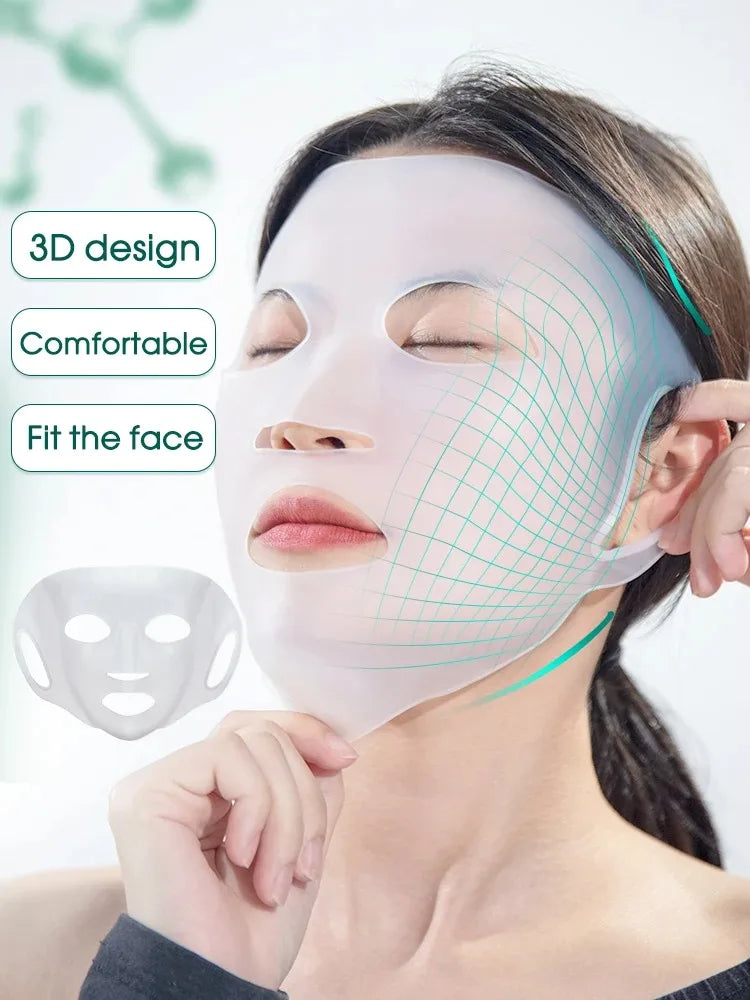 Máscara de silicone 3D para rosto e pele feminina, ferramenta para cuidados com a pele, máscara facial suspensa com gel, folha reutilizável, lifting antirrugas, firmador, ferramentas fixas para orelhas