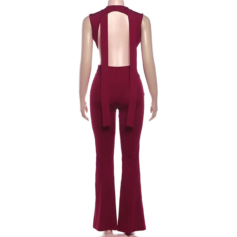 Women Ruched Sexy Metal Trim Jumpsuit Waistless Cross Hollow Bandage Coquette Midnight Workout Hipster Stretch Overalls