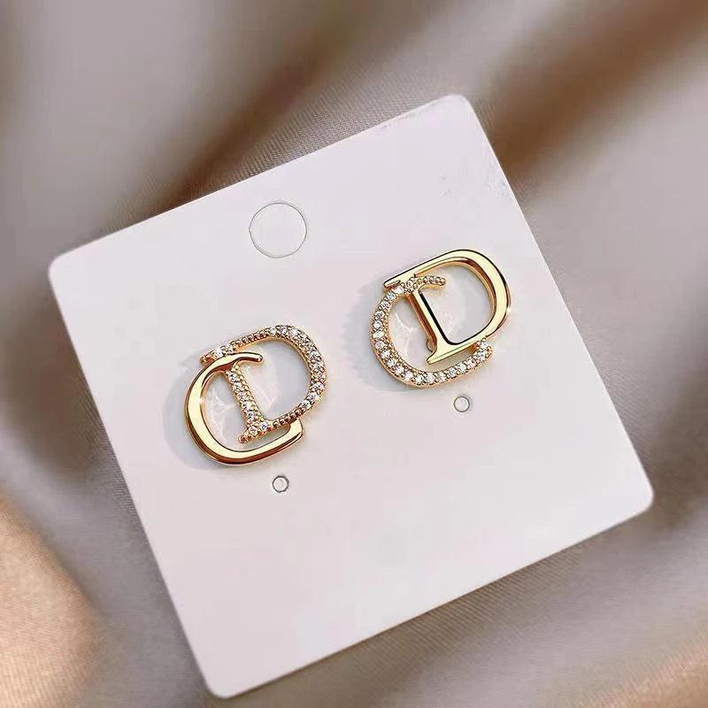 2024 New Elegant Trendy Design Women's Needle Korean Style Fashion Versatile Letter Hoop Earrings - CRAVO ROSE