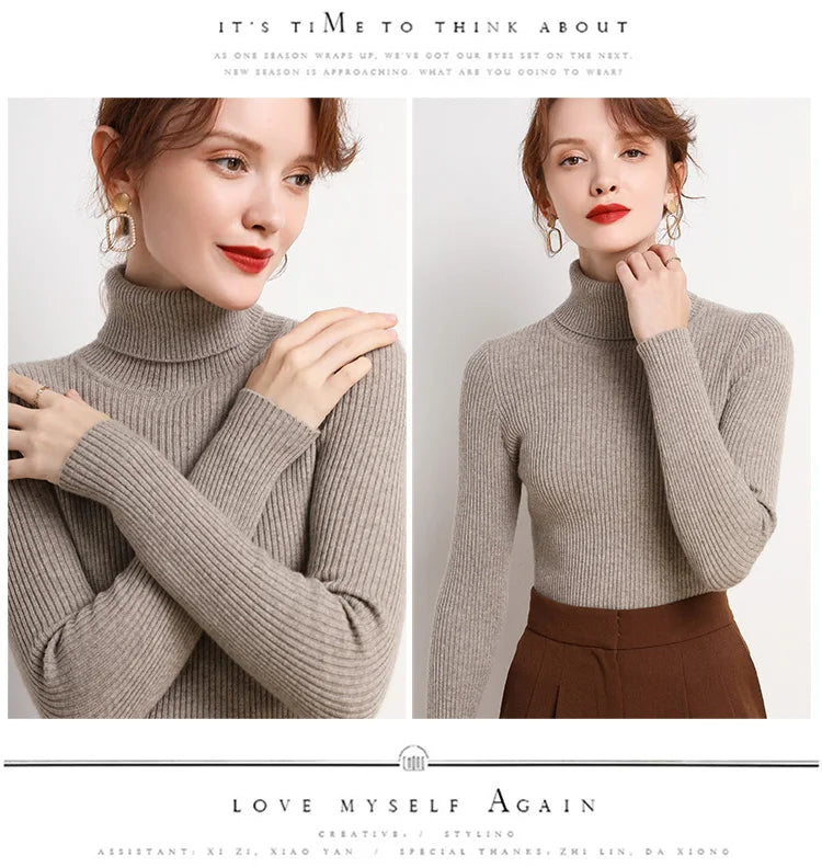 Heliar Women Fall Turtleneck Sweater Knitted Soft Pullovers Cashmere Jumpers Basic Soft Sweaters For Women 2026 Autumn Winter