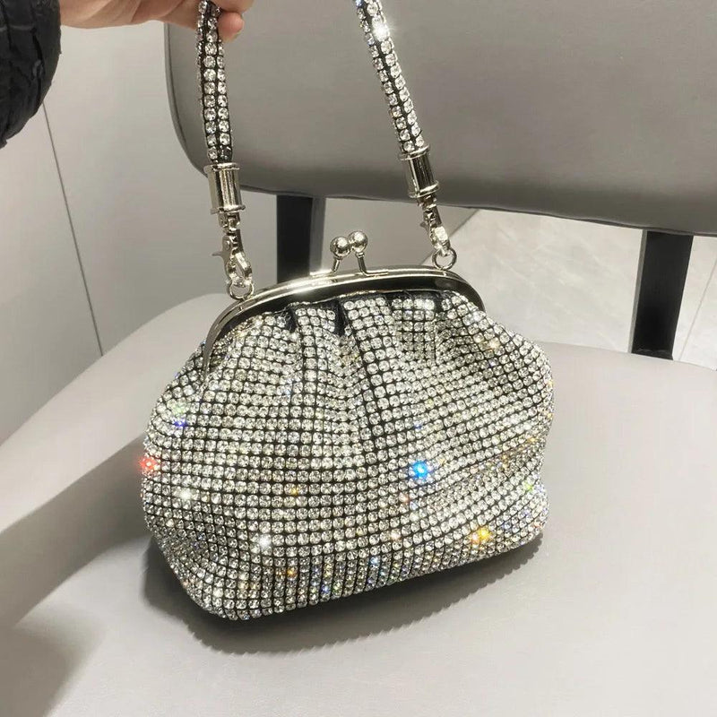 Handle Rhinestones Evening Bag Purses and Handbag Luxury Designer Shiny Crystal Bridal Clutch Purse Bucket Bag Shoulder Bags - CRAVO ROSE