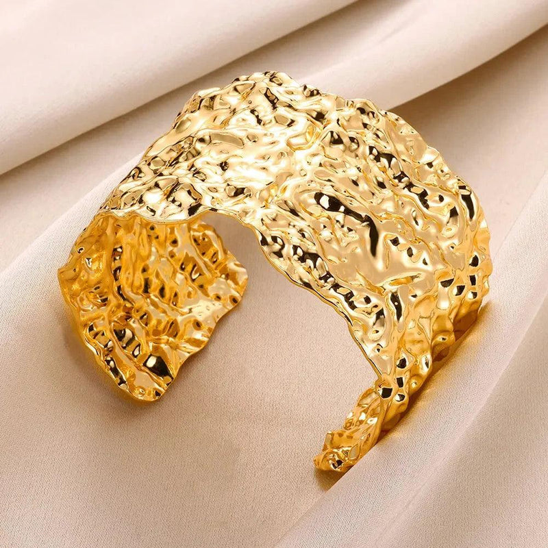 Exquisite Classic Bump Pattern Openning Bangles Bracelet For Women Cuff Bracelet Gold Color Stainless Steel Hand Ornament Gift - CRAVO ROSE