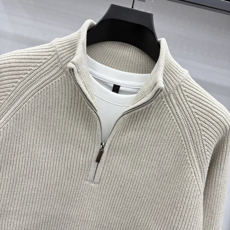 Men's Sweater Half Zipper Winter Thick Korean Edition Casual Loose Stand Up Collar Undercover