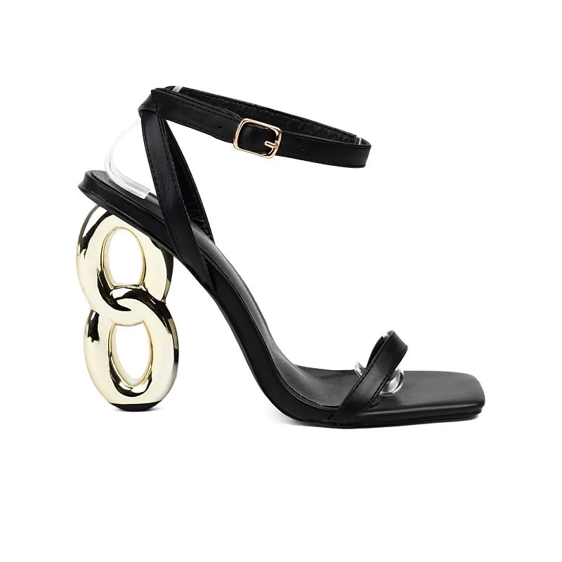 SandáliasSalto Cunha Sapatos Uma Tira Sandálias Faixa Estreita Elegante Mulheres Bombas Peep Toe