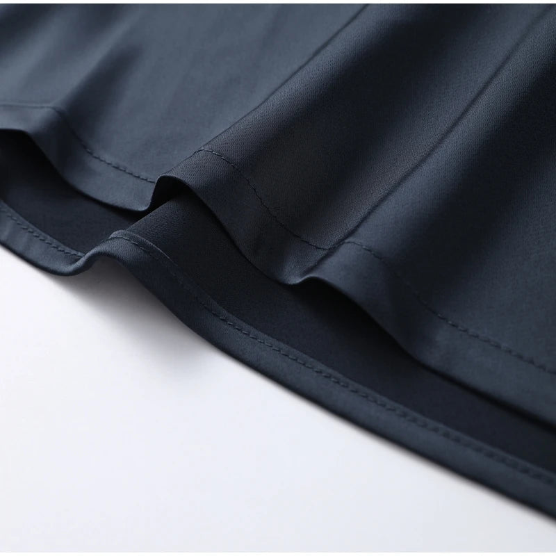 Elegant Satin Halter Backless Maxi Dress Women Loose Pleated O-neck Sleeveless Party Dresses 2026 Summer Lady Chic Holiday Robes