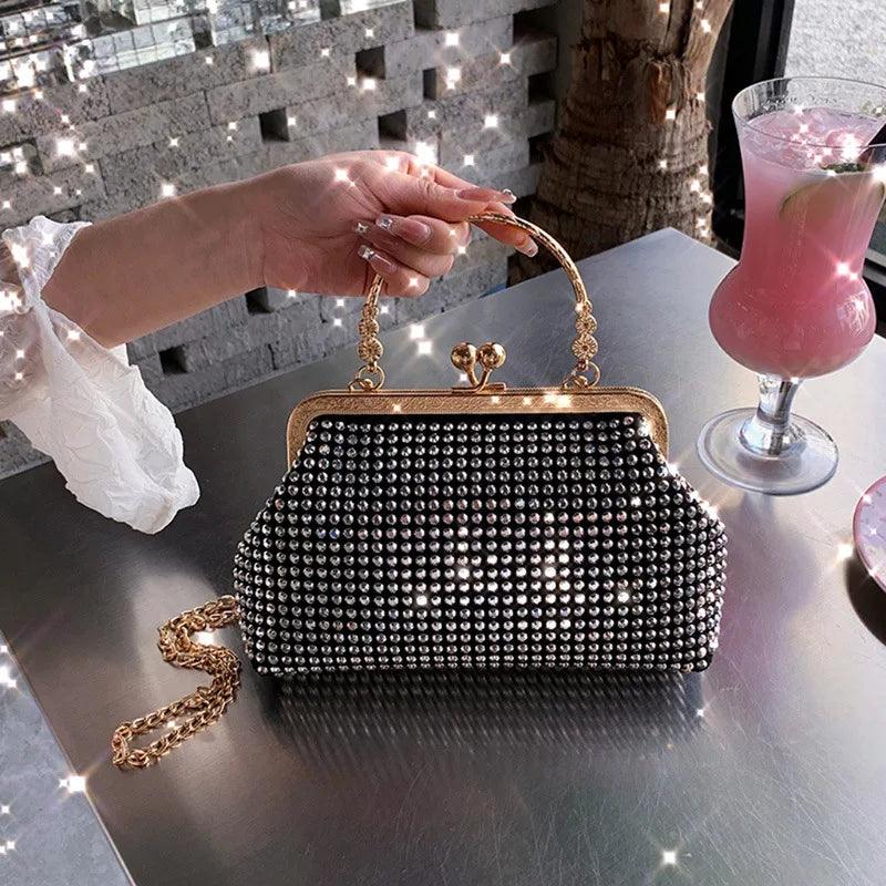 Diamonds Bag For Women Evening Finger Ring Small Clutch Chain Rhinestones Party Wedding handbags lady Evening Clutch Bag - CRAVO ROSE