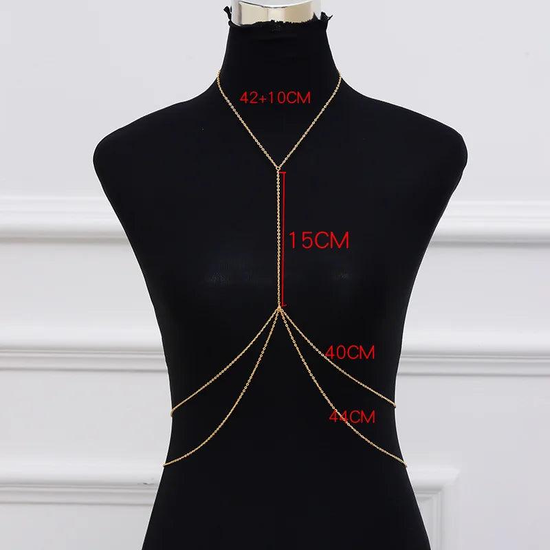 Fashion Trendy Chain Jewelry Accessories Sexy Simple Cross Body Chain Integrated Chain Body chain colar Jewelry Gifts for Her - CRAVO ROSE