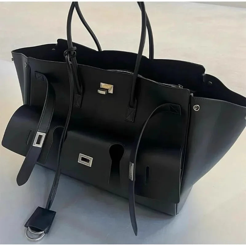 Luxury High Quality Tote Bag Brand Texture Lock Wing Bag Solid Color Simple New Horizontal Square Bag Women's Commuter Handbag
