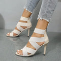 Sexy Open Toes Gladiator Shoes Womens Sandals Super High Heel Pumps Ladies Broadband Back Zipper Party Wedding Sandal Black