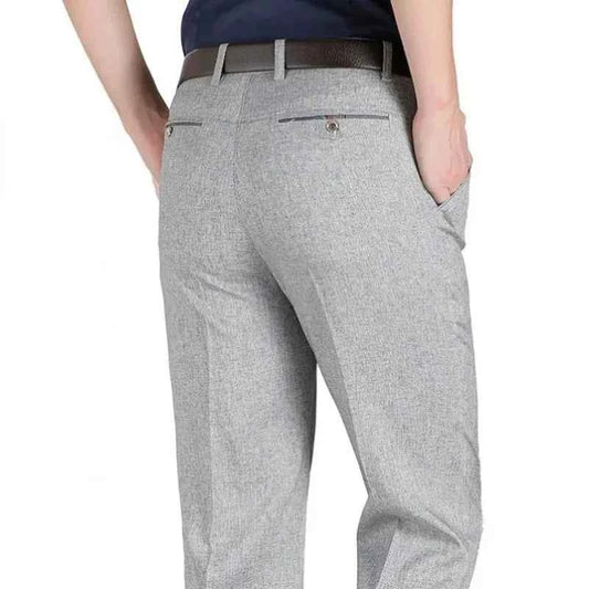 Mens Autumn Thick Summer Thin Business Pants Loose Male Pant High Waist Straight Trousers Casual Fashion Pant Plus Size 28-40