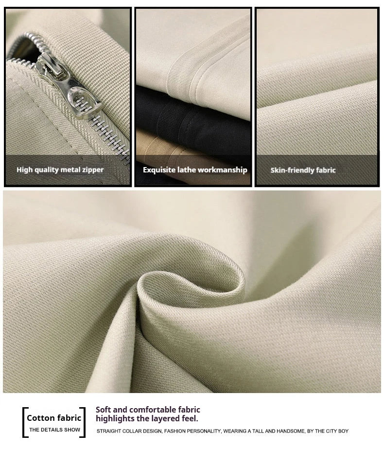New Spring Standing Collar Washed Jacket for Men Clothing Coats Slimming Cotton Drape
