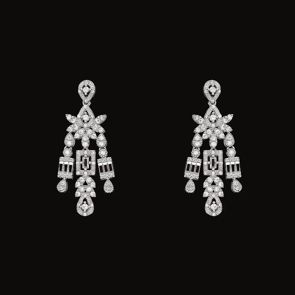 Fashion Women 4PCS Necklaces Set White Cubic Zirconia Bridal Wedding Jewelry Sets Dubai Saudi Arabia Party Accessories
