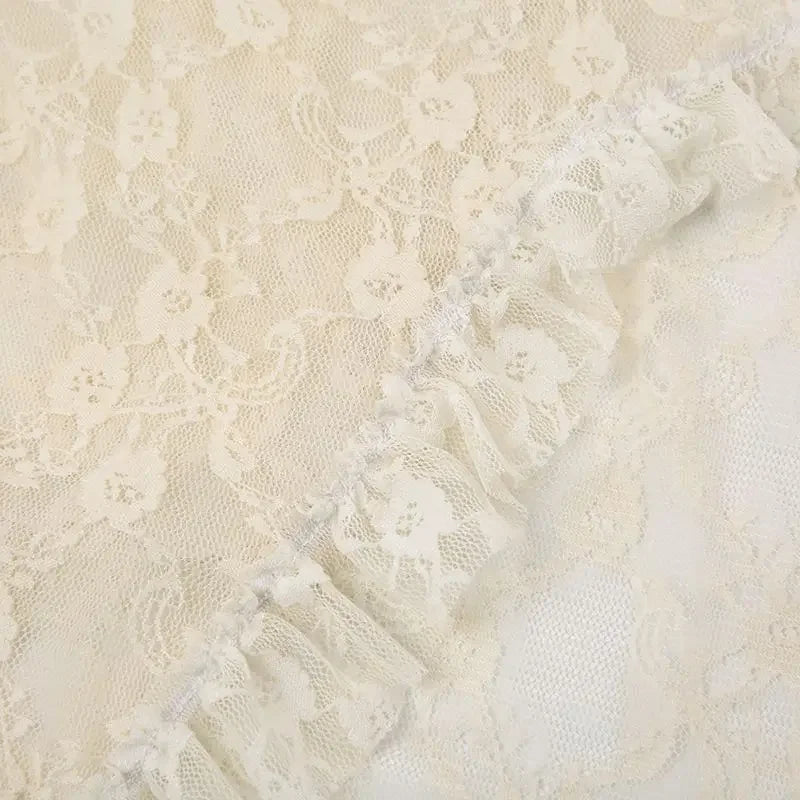 Saia assimétrica de renda Fairycore feminina vintage Y2K Boho estética moda cintura alta saias médias femininas roupas de férias