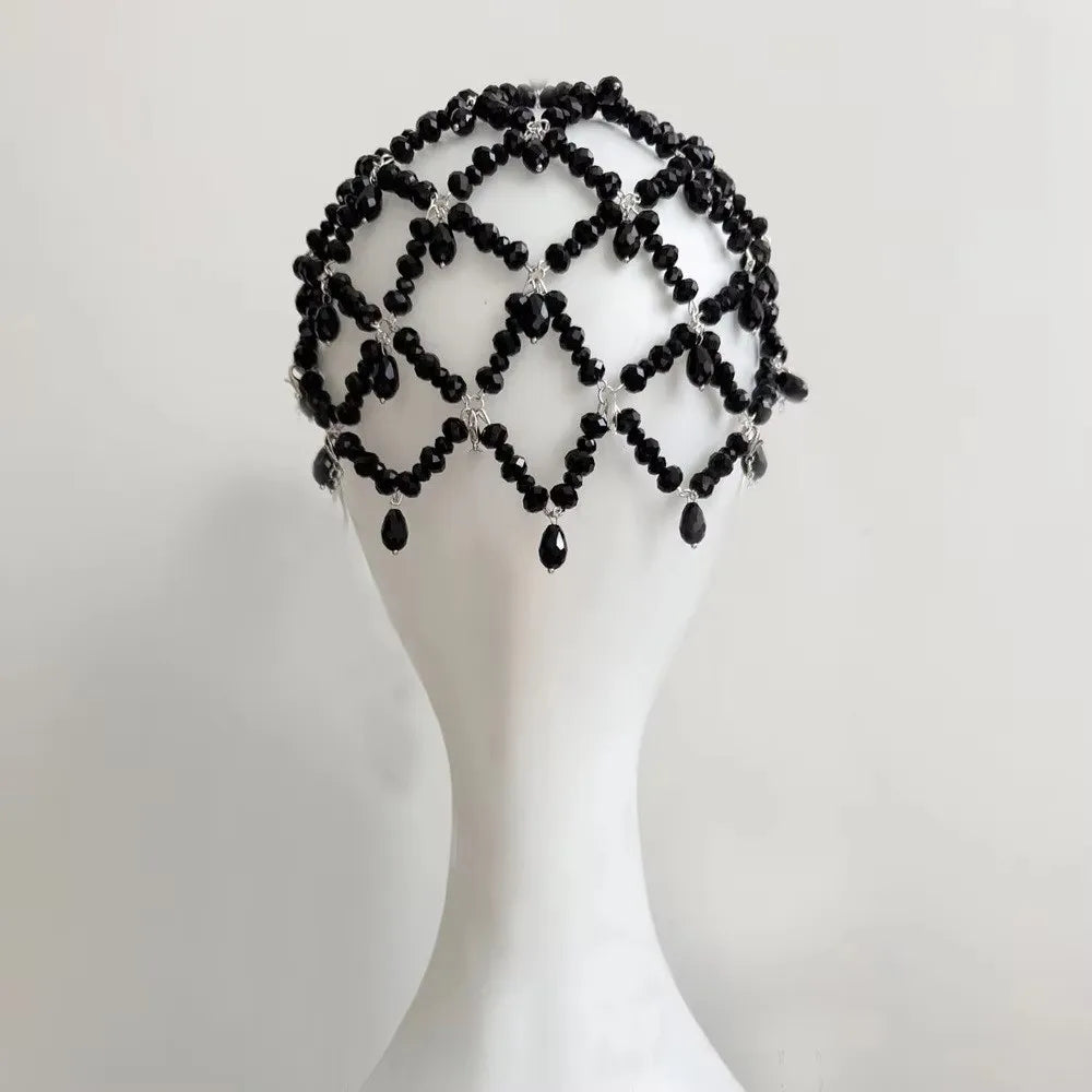 Fashion Rhinestone Pendant Hair Chain Black Bridal Forehead Chain Women Headwrap Wedding Gift