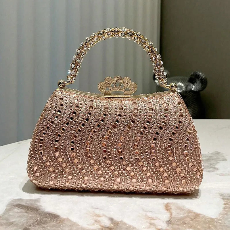 2024 New Luxury Fashion Diamonds Women's Handbags Full Rhinestone Design Party Clutch Bag Portable Tote Shoulder Messenger Bags