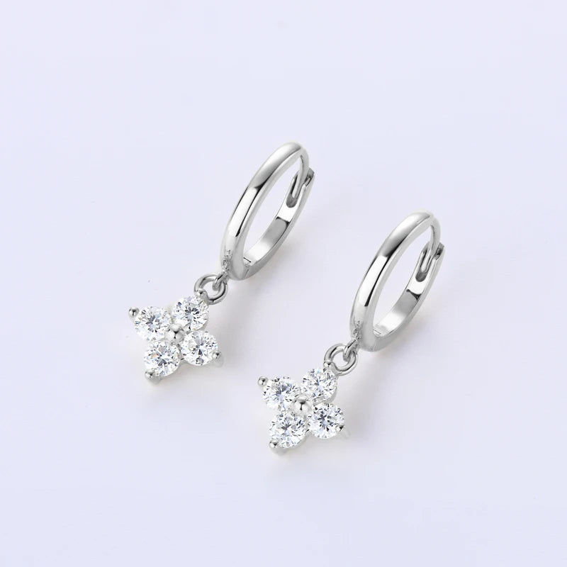 Colar e pulseira de moissanita Lnngy, prata esterlina 925, pingente de flor de quatro folhas, conjunto de joias de moissanita para presente de casamento