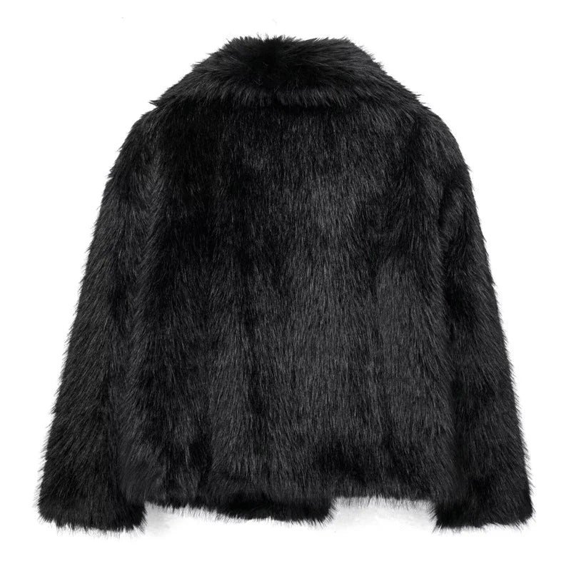 MUJER Faux Fur Coat Plush Fluffy Women's Jacket 2025 Woman Autumn Winter New in Outerwears White Red Gray Black Blends Coats
