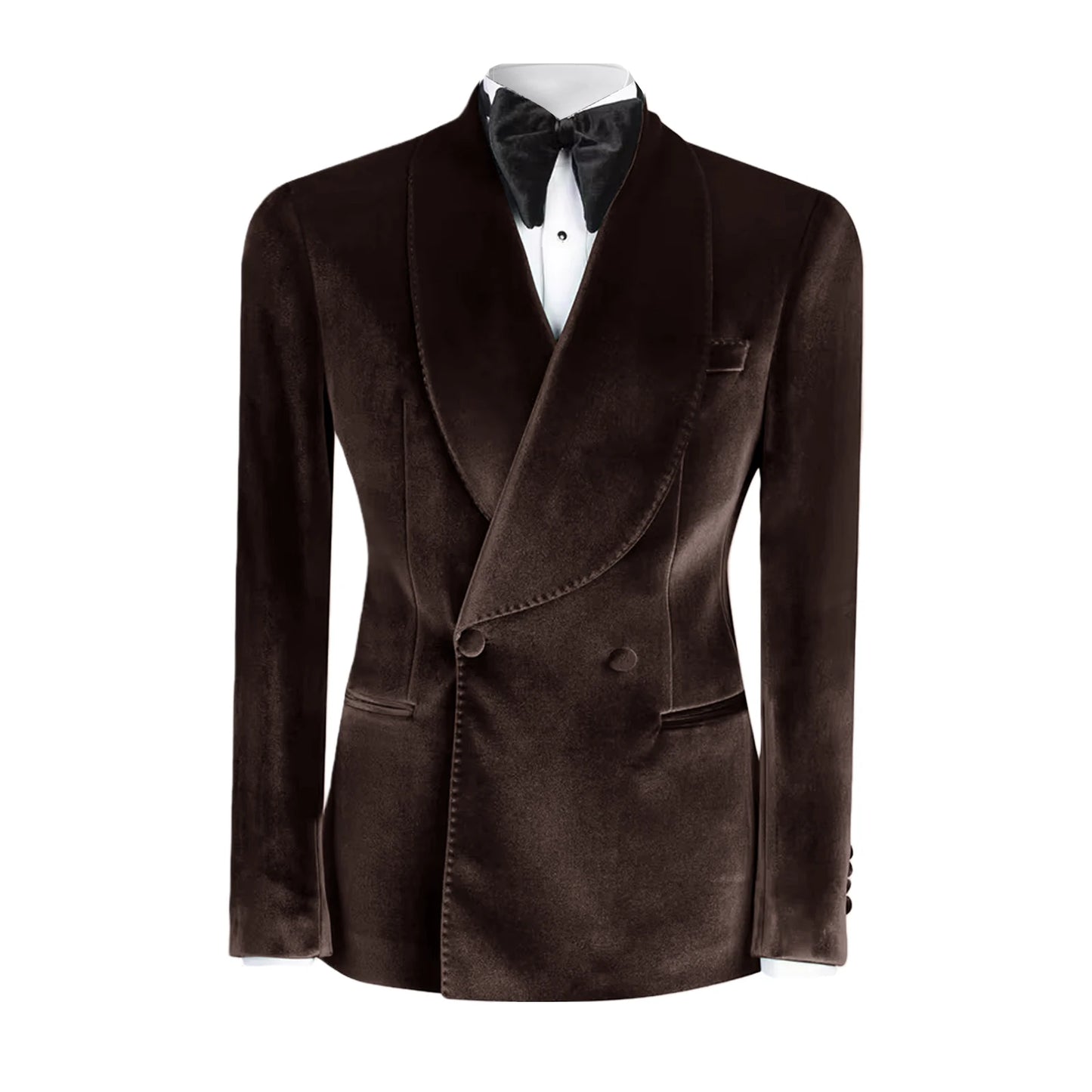 Formal Velvet Men's Suits Blazer Double Breasted Jacket 1 Piece Elegant Slim Fit Male Clothing Wedding Men Business Casual Coats