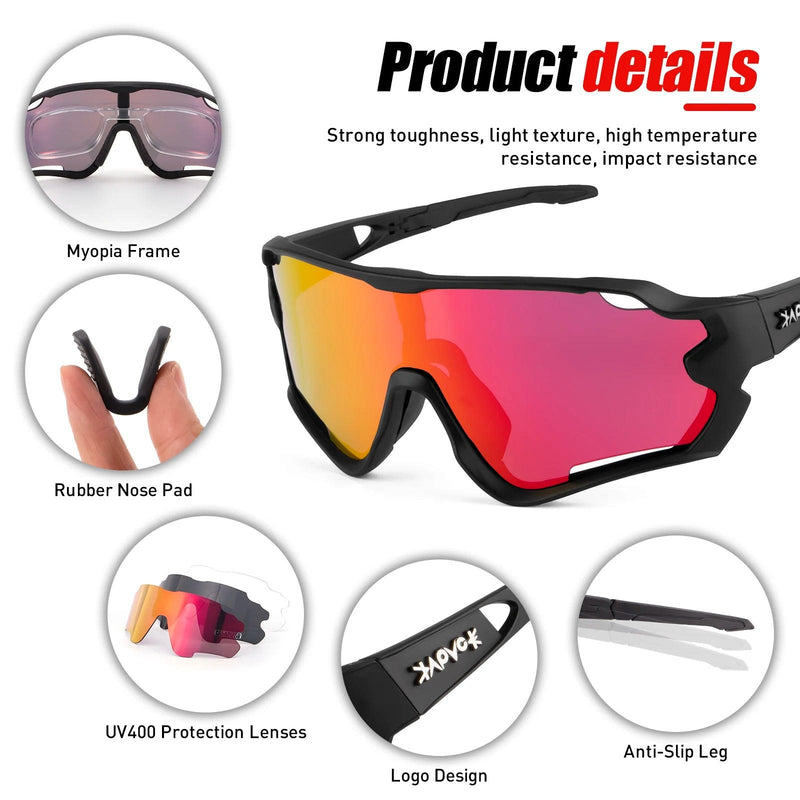 Kapvoe MTB Bike Eyewear Man Woman Cycling Sunglasses UV400 Polarized Bicycle Glasses Sports Racing Riding Goggles Ciclismo