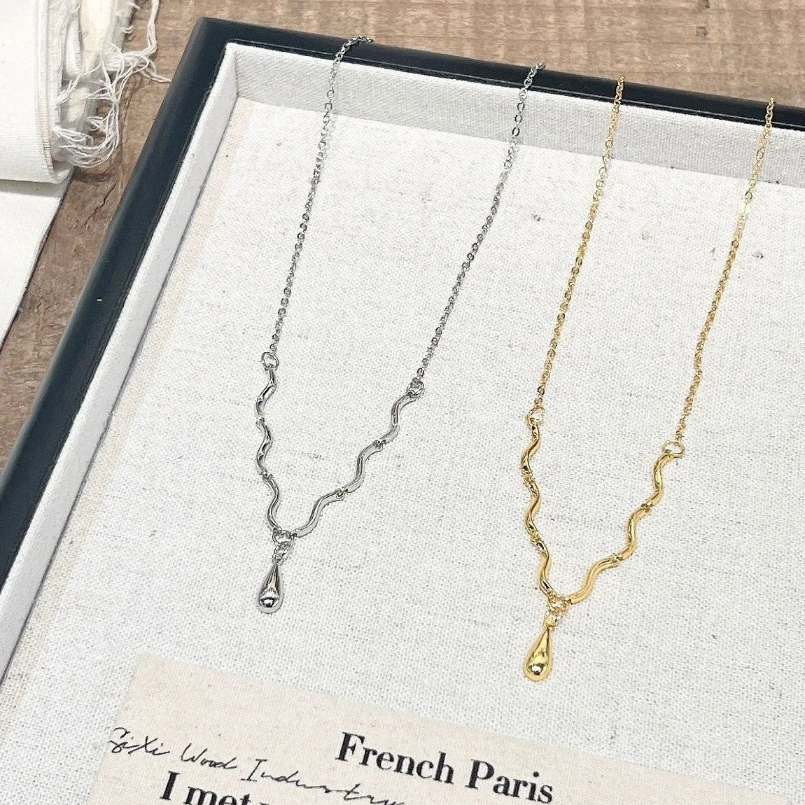 Подвеска На Шею New in Vintage Glossy Water Droplet Necklaces Light Luxury Laziness Irregular Tassel Collar Chain Fine Jewelry