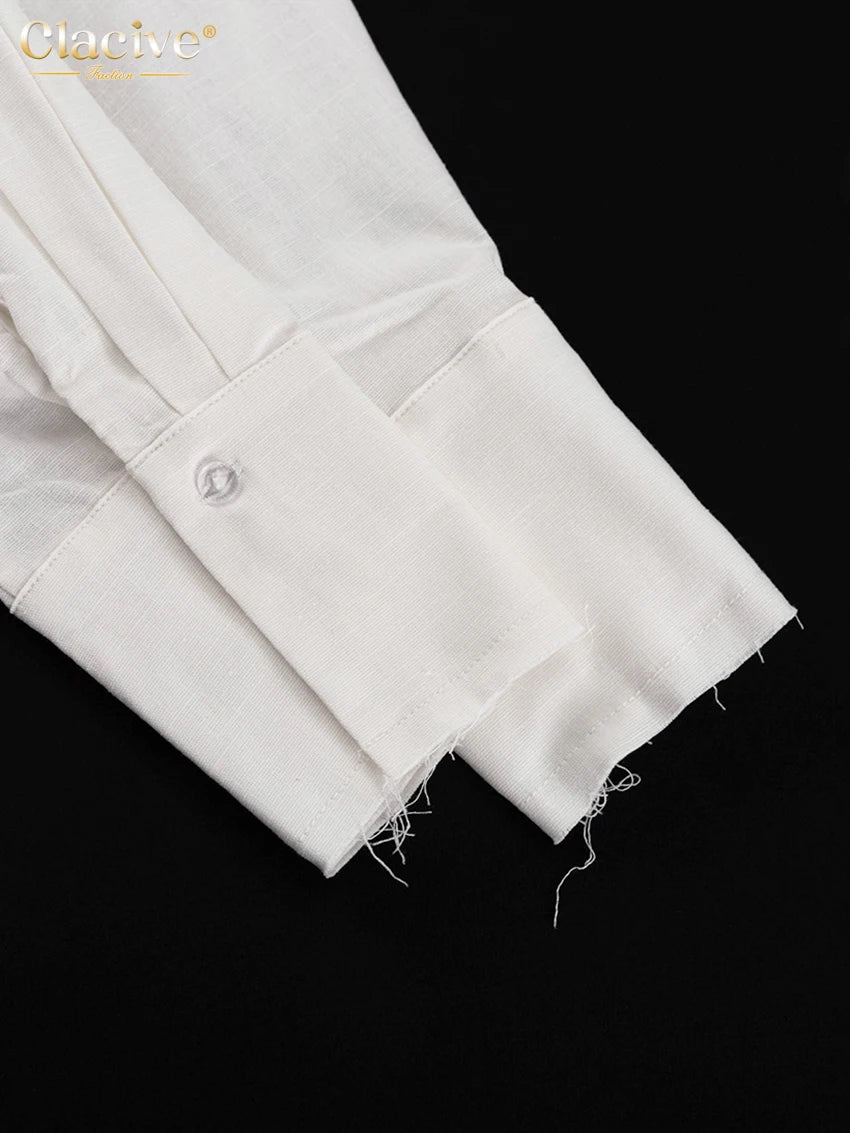 Conjunto de Duas Peças Elegantes Camisa de Manga Longa com Cintura Média Calças Largas Conjunto Streetwear