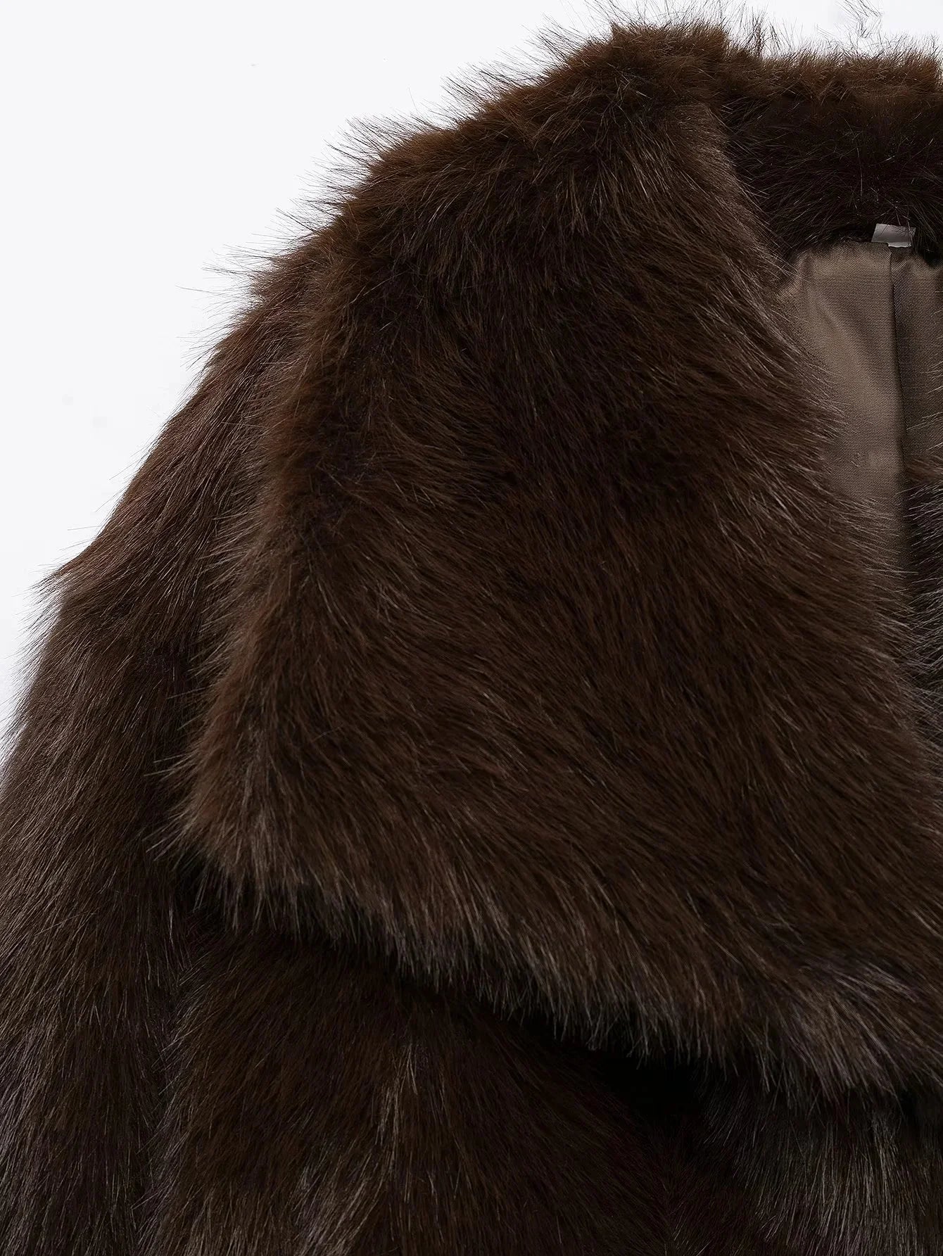 KONDALA 2026 Spring Summer Casual Faux Fur Brown Women Warm Jackets Valentine‘s Day Turn Down Collar Oversized Elegant Coats