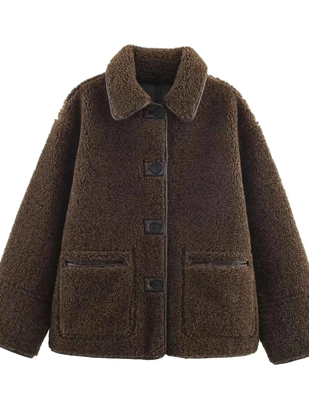 Double-Sided Wear Lamb Fur Jacket Women's Autumn Winter Loose Warm Outerwear Fake Leather Coat Standard Style Long Sleeve