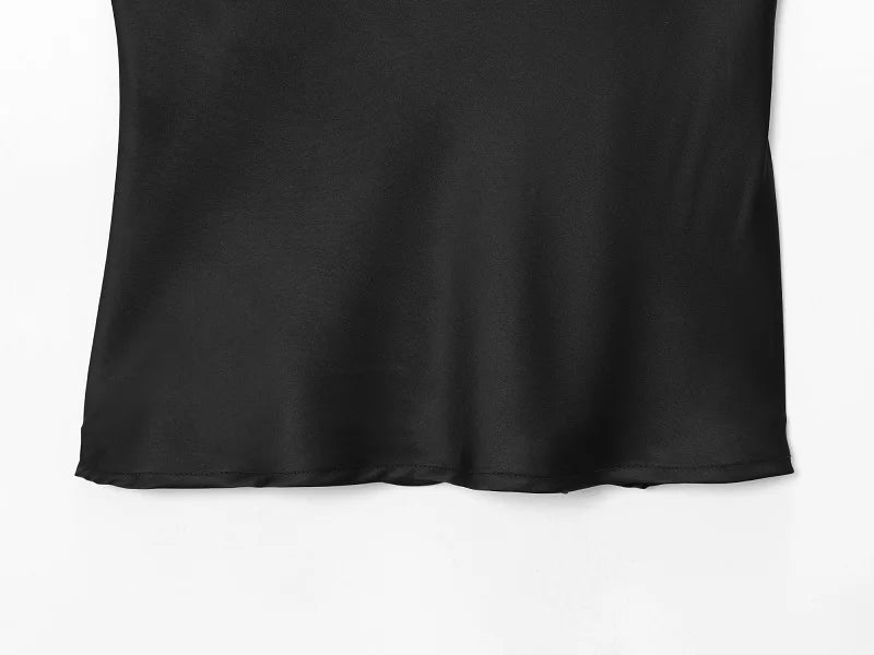 MUJER Women's Tops Sexy Lace Corset Top Woman Black Satin Backless Tops for Women off Shoulder Camisole Night Sleeveless Tops