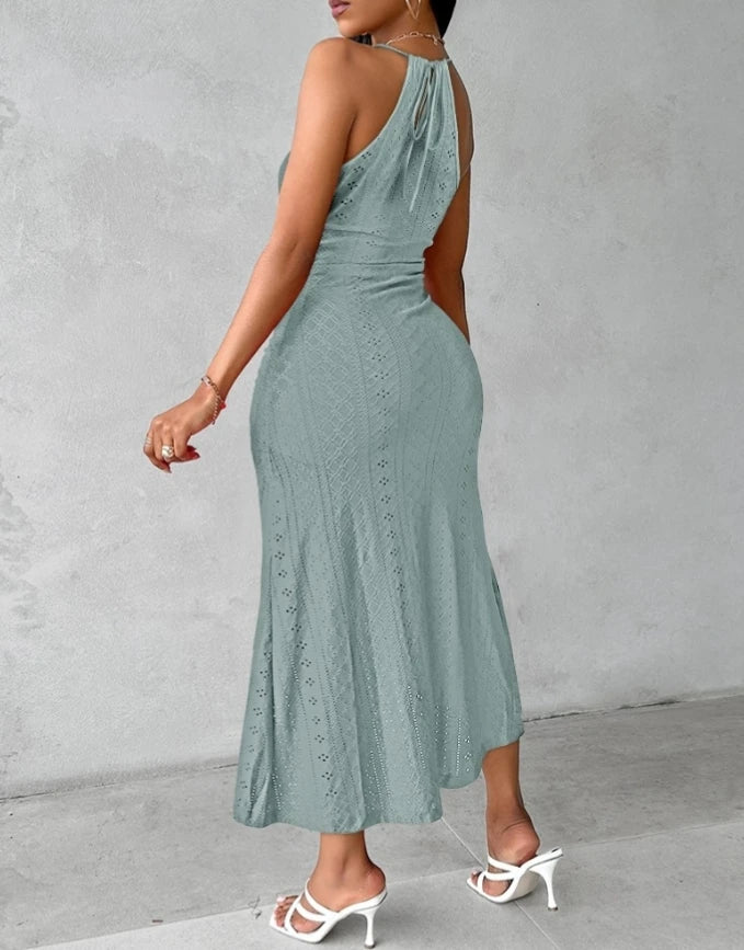Dress print suspender A-line sleeveless front pleated skirt