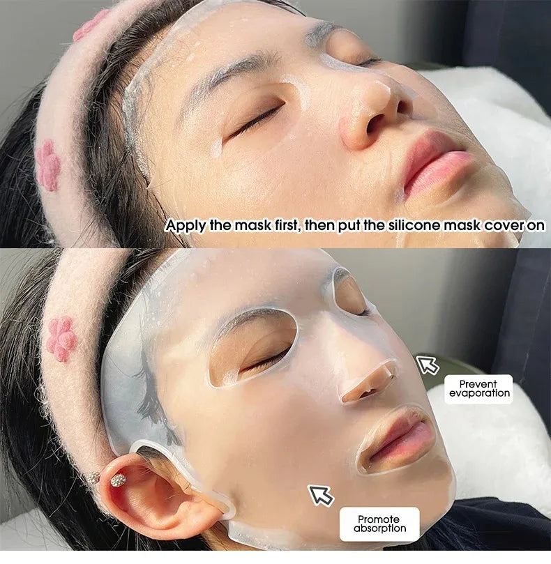 Máscara de silicone 3D para rosto e pele feminina, ferramenta para cuidados com a pele, máscara facial suspensa com gel, folha reutilizável, lifting antirrugas, firmador, ferramentas fixas para orelhas