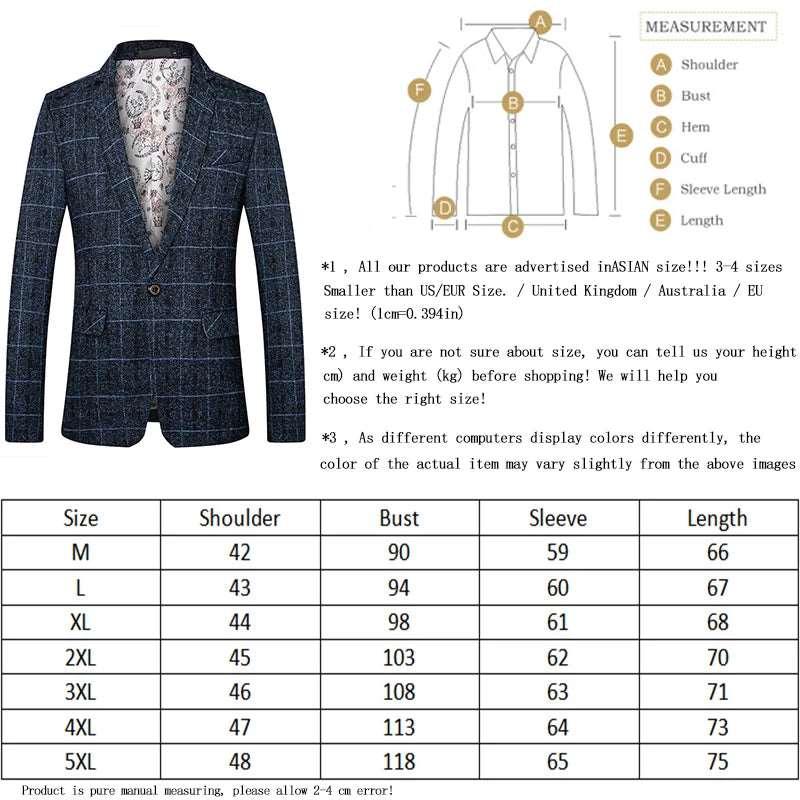 Blazer masculino casual de negócios, jaquetas slim fit, xadrez, casaco esportivo, primavera, outono, roupas masculinas, ternos de viagem, blazers