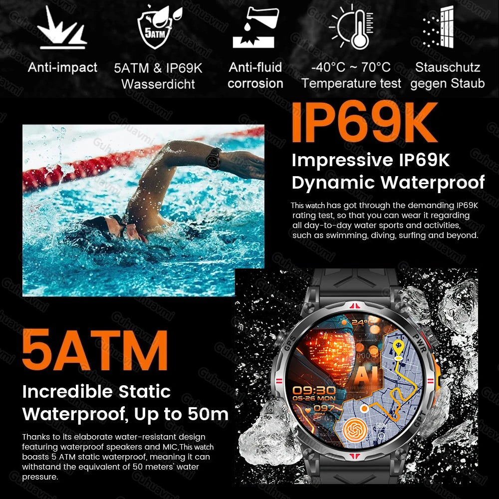 2025New Military T-Rex3 Ultra GPS SmartWatch Built in GPS Compass Altimeter Barometer 5ATM Waterproof 650mAh Sports Bracelet Men