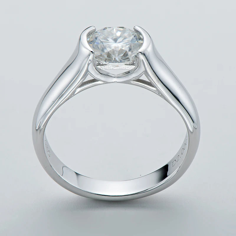 IOGOU 2ct Moissanite Diamond Solitiare Engagement Rings For Women 100% 925 Sterling Silver Bridal Wedding Band Bezel Setting 8mm