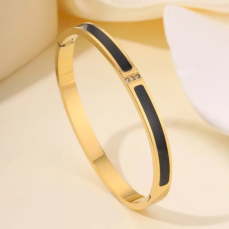 ZAKOL New 5/1pcs Black Zircon Inlay Series Stainless Steel Bracelets for Women Men Fashion versatile Stacking Jewelry Gift