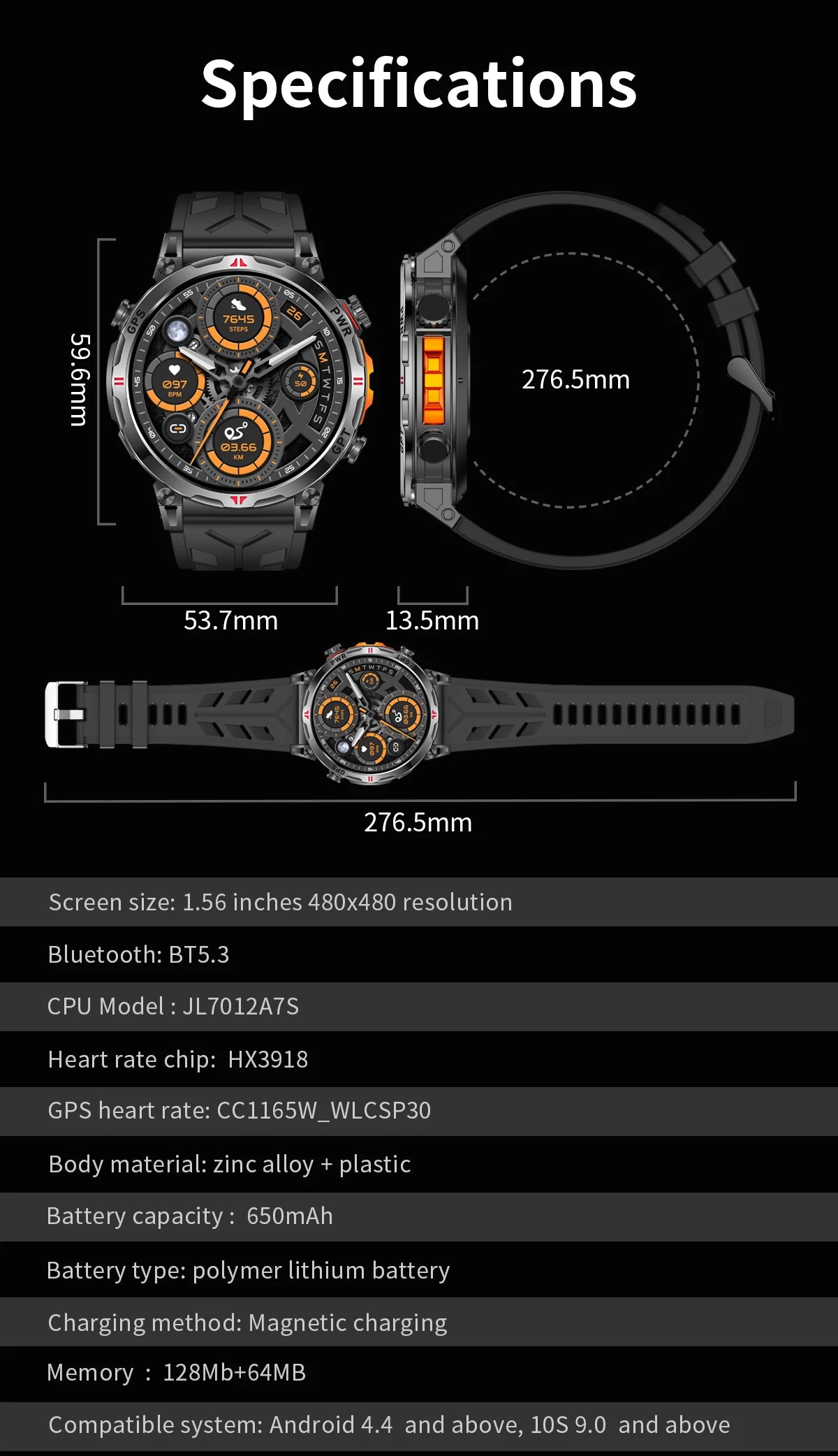 2025New Military T-Rex3 Ultra GPS SmartWatch Built in GPS Compass Altimeter Barometer 5ATM Waterproof 650mAh Sports Bracelet Men