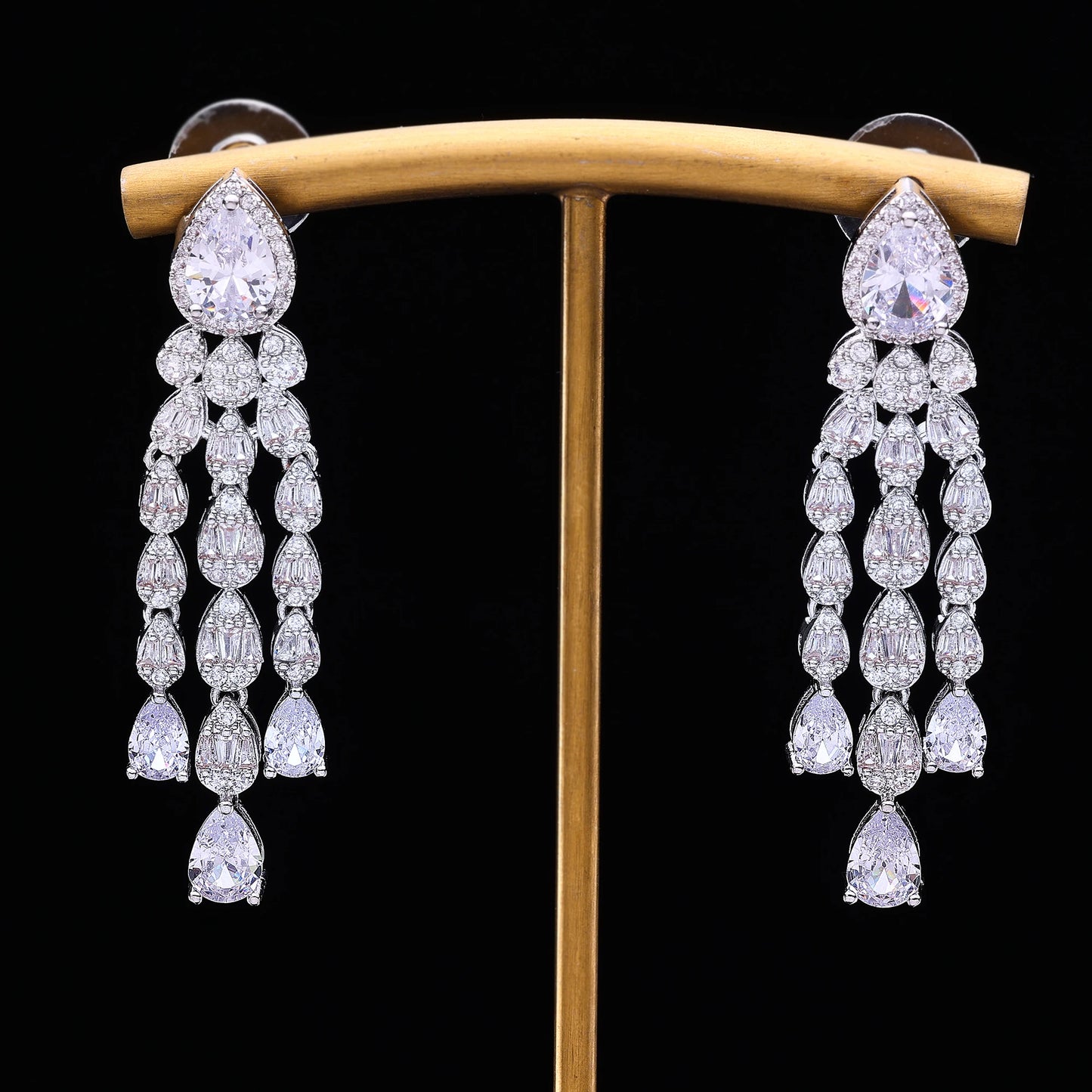 2023 Popular Luxury Droplet Cubic Zirconia Pendant Earrings for Women's Fashion Wedding Jewelry Gifts